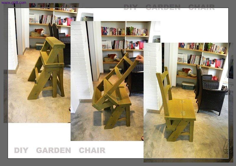 给大家展示一下我的DIY花园椅，呵呵，可以变成梯子的哟。当时是觉得边角料丢了可惜，就画了设计图让木工现场做的。.jpg