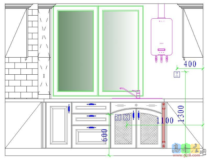 正面水盆+操作台