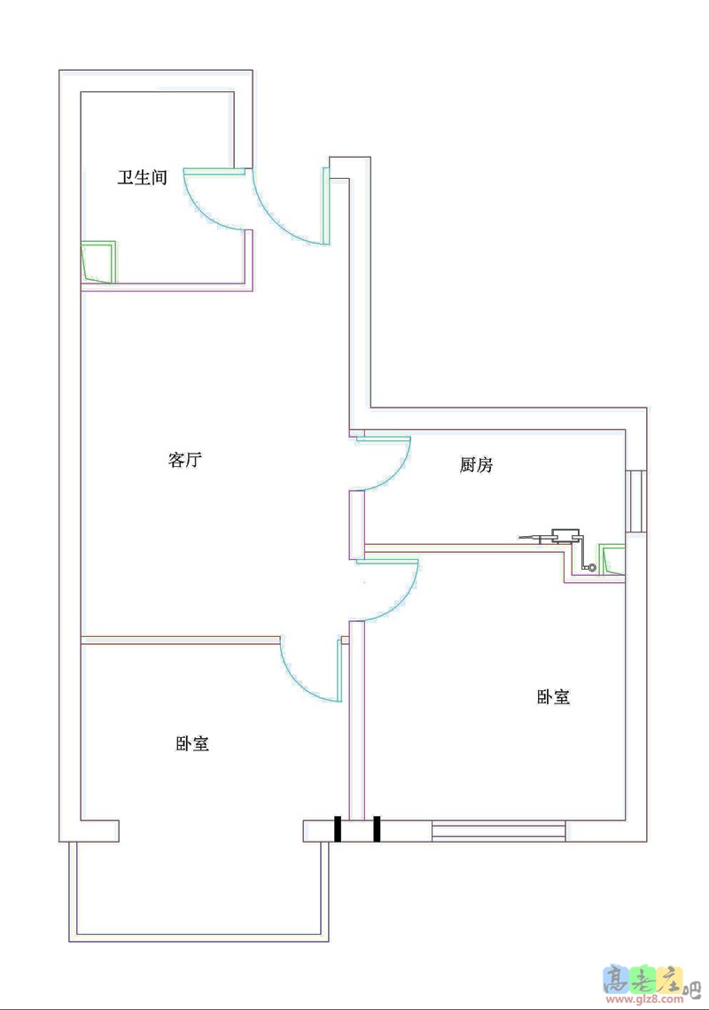 修改后的户型设计，隔出一部分厅和阳台做卧室