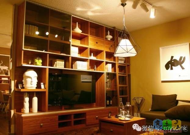 胡桃色大型电视柜组合