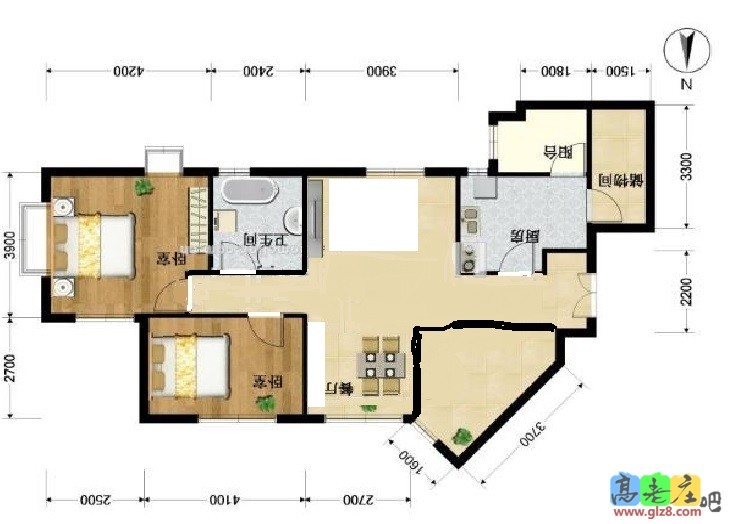 这么改行不？多了一个书房