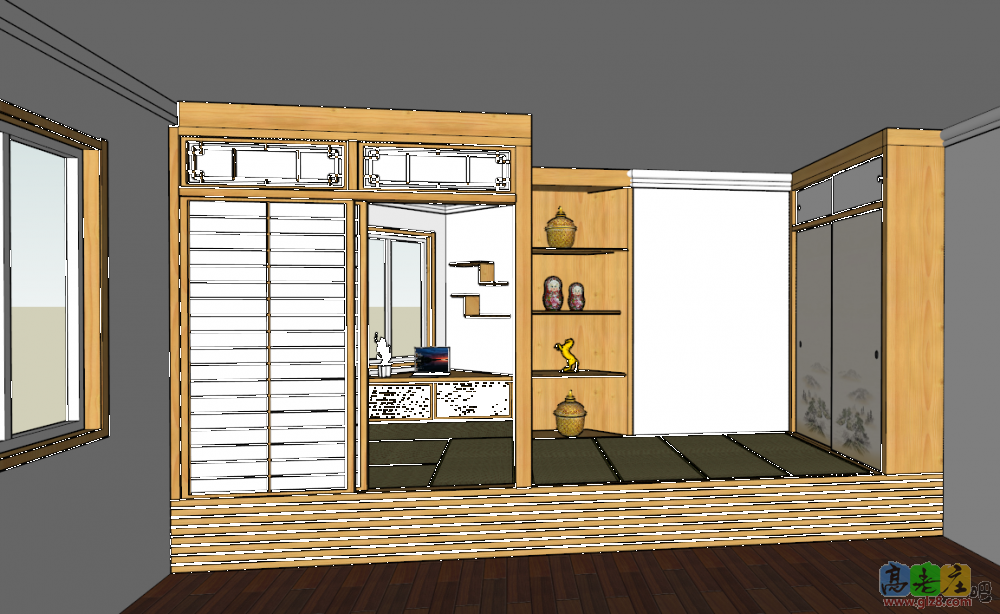 秦艺阁榻榻米秦汉复古推拉门