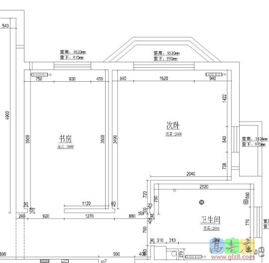 次卧和书房平面图